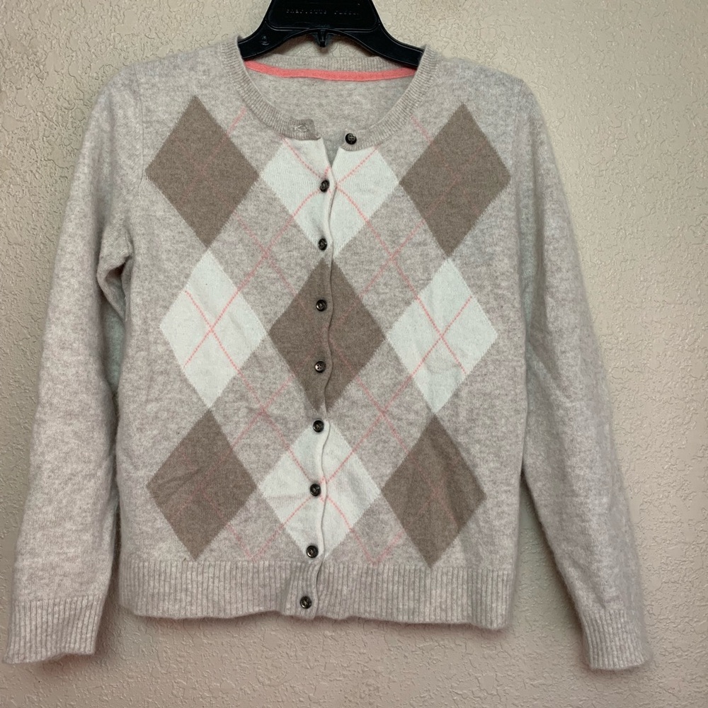 100% Cashmere pink and Beige Cardigan